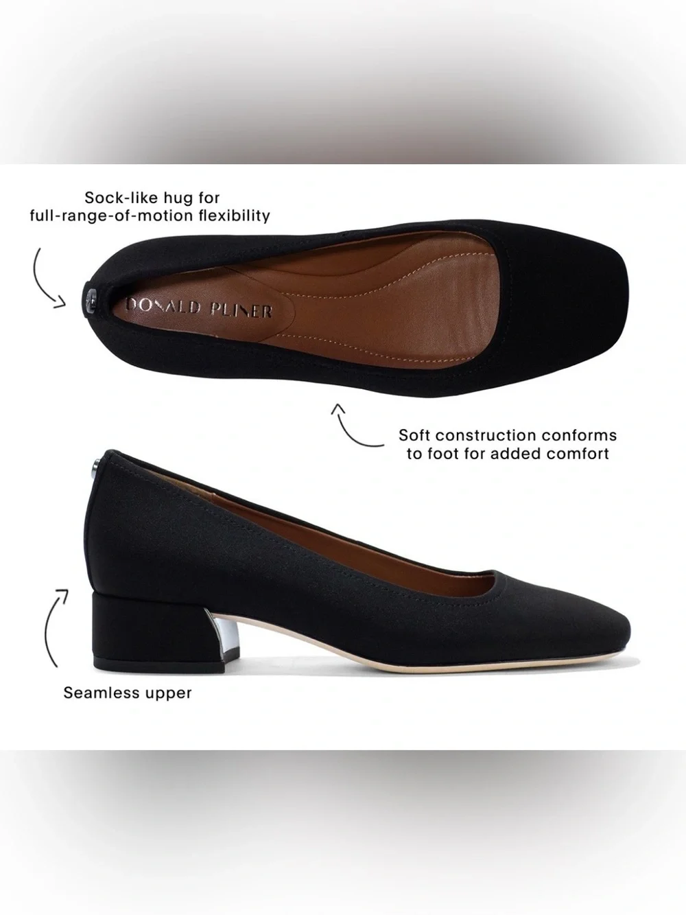 Donald J. Pliner DREWW Ballet Black Low Block Heel Pumps